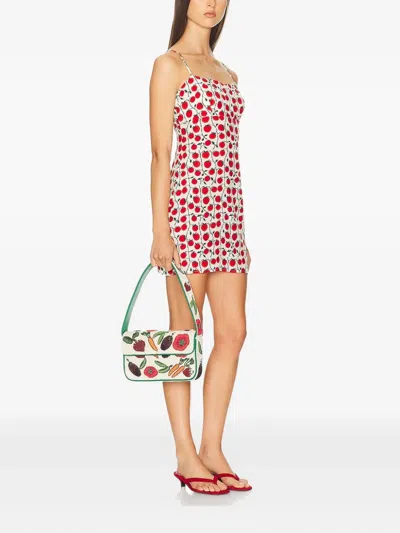 Staud Beaded Shoulder Bag Leather Strap In Neutral