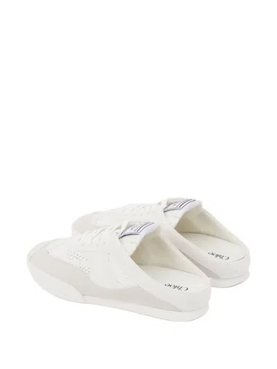 Chloé Kick Mesh And Leather Low-top Mule Sneakers In White