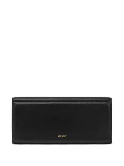 Versace Lamb Leather Chain Strap Clutch Bag In Black