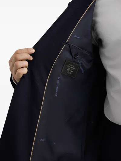 Dolce & Gabbana Double-breasted Micro-patterned Wool Suit In Blue
