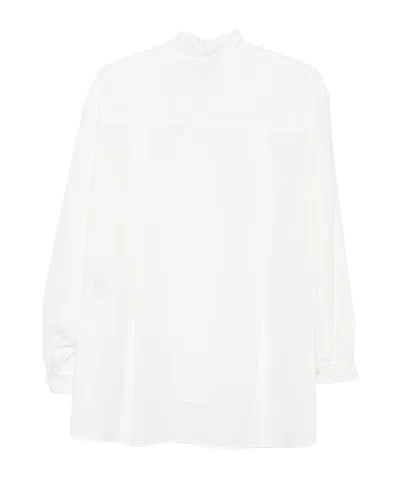 Emporio Armani Neck Tie Blouse High-low Hem In White