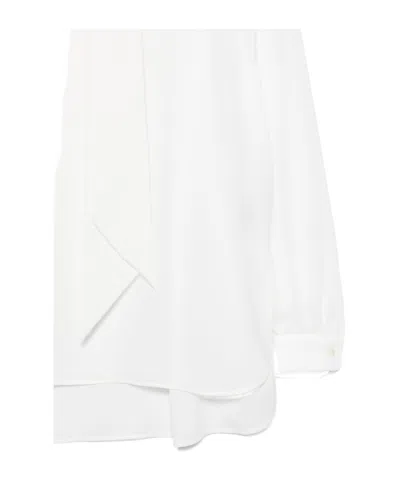 Emporio Armani Neck Tie Blouse High-low Hem In White