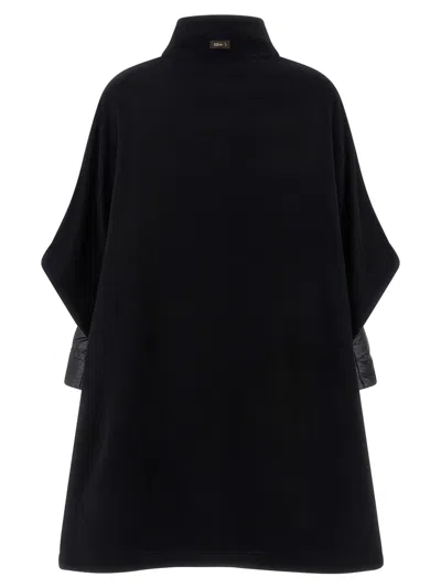 Herno Black Sable-finish Wool Cape-like Coat In Black