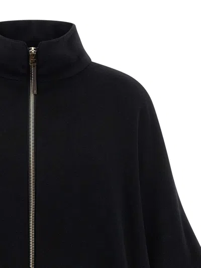 Herno Black Sable-finish Wool Cape-like Coat In Black