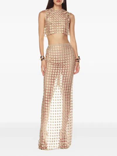 Bronx And Banco Flower-embellishment Maxi Skirt (set Of Two) In Neutral