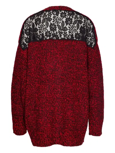 Essentiel Antwerp Lace-insert Button Cardigan In Red