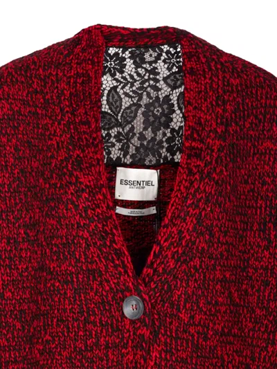Essentiel Antwerp Lace-insert Button Cardigan In Red