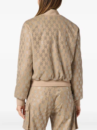 Philipp Plein Monogram Bomber Jacket In Neutral