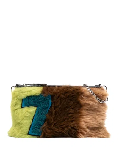 Pre-owned Miu Miu 2010-2025 Fur Montone Stripe Crossbody Bag In Multi