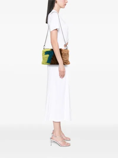 Pre-owned Miu Miu 2010-2025 Fur Montone Stripe Crossbody Bag In Multi