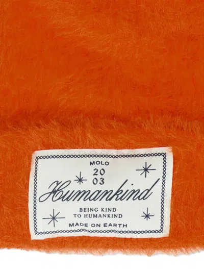 Molo Fluffy-textured Logo-patch Beanie In Orange