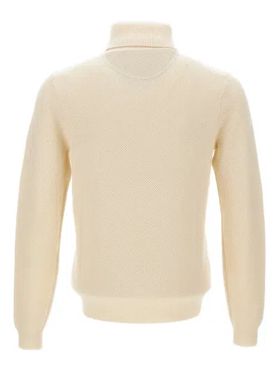Sun 68 Waffle-knit Turtleneck Sweater In Neutral