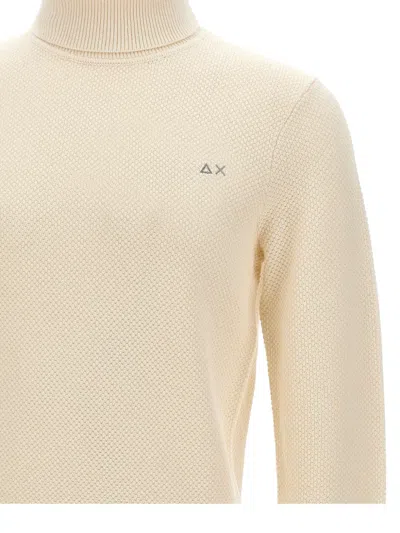 Sun 68 Waffle-knit Turtleneck Sweater In Neutral