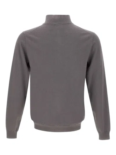 Sun 68 Half-zip Ribbed Sweater In Gray