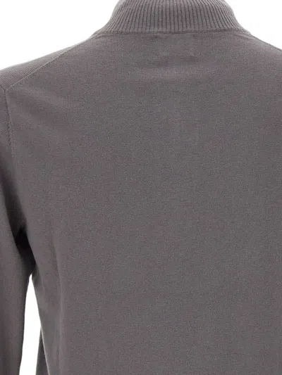 Sun 68 Half-zip Ribbed Sweater In Gray