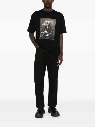 John Richmond Graphically Styled Black Crew Neck T-shirt In Black