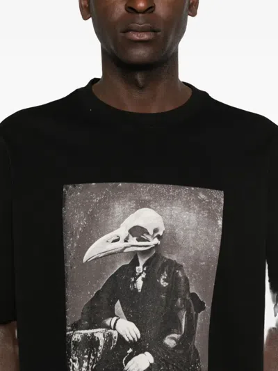 John Richmond Graphically Styled Black Crew Neck T-shirt In Black