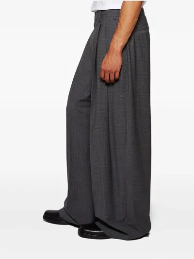 Alexander Wang Pleated Check-pattern Trousers In Gray