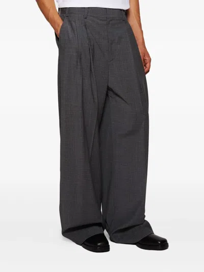 Alexander Wang Pleated Check-pattern Trousers In Gray