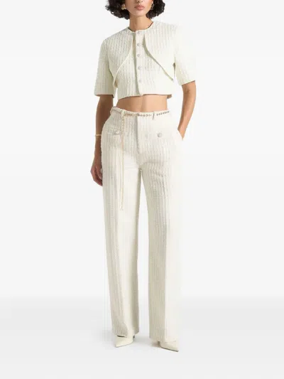 Manière De Voir Alba Curve-detail Tweed Top In White