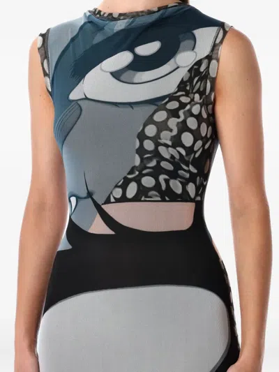 Ottolinger Julien Ceccaldi Printed Bodycon Midi Dress In Gray