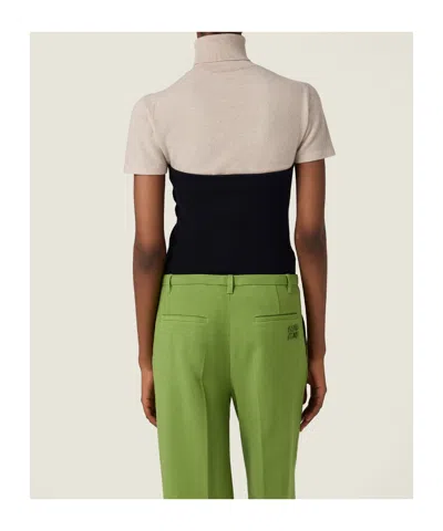 Miu Miu Sandy Colored Turtleneck Sweater In Cashmere In Neutral