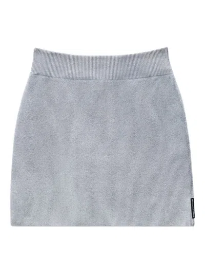 Alexander Wang Mini Skirt With Embossed Logo In Gray