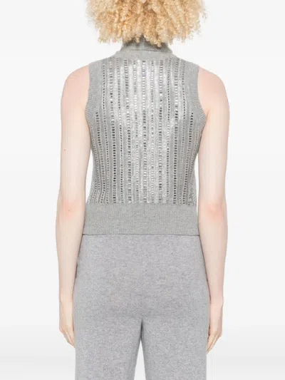 Ermanno Scervino Metallic Turtleneck Sleeveless Tank Top In Gray
