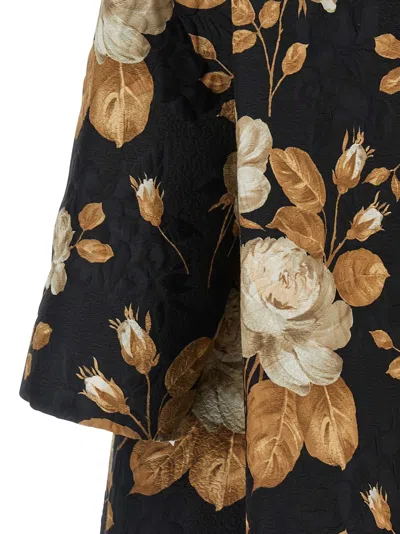 Dolce & Gabbana Embroidered Floral Pattern Coat With Long Sleeves In Black