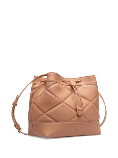 Bally Quilted Drawstring Bucket Bag In Brown