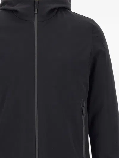 Rrd Boxy Black Jacket With Hood And Contrasting Inner Lining In Black