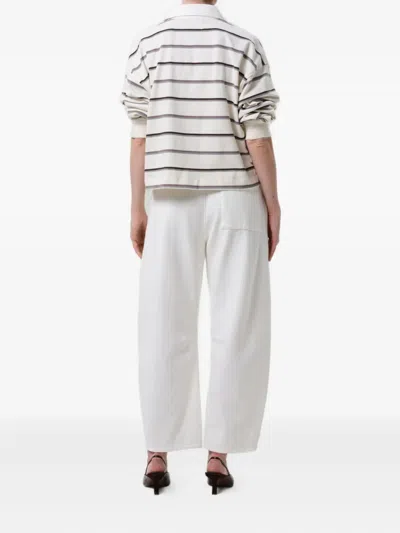 Citizen Of Humanity Miro Cotton-jersey Barrel-leg Track Pants In White
