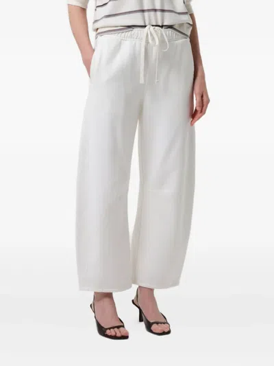 Citizen Of Humanity Miro Cotton-jersey Barrel-leg Track Pants In White