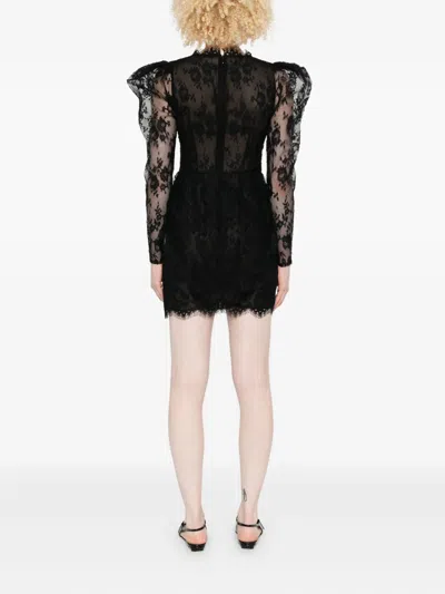 Alessandra Rich Bow-embellished Cotton-blend Lace Mini Dress In Black