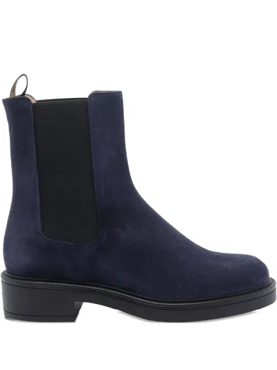 Stuart Weitzman Suede Ankle Boots Featuring Block Heel In Blue