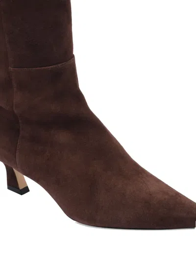Stuart Weitzman Stylish Suede Ankle Boots With Block Heel In Brown