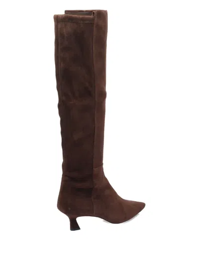 Stuart Weitzman Stylish Suede Ankle Boots With Block Heel In Brown