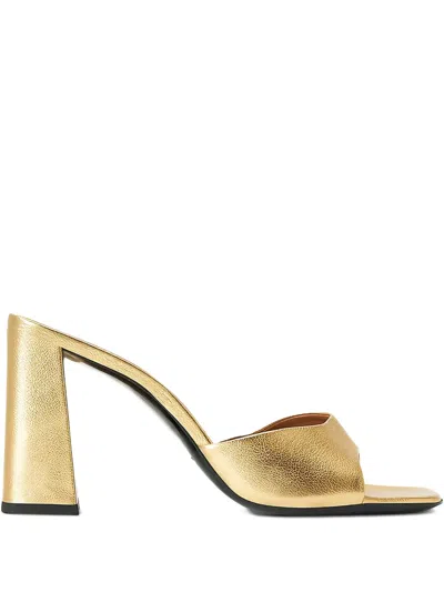 Staud Sloane Leather Mules In Gold