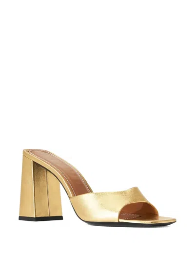 Staud Sloane Leather Mules In Gold