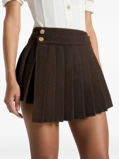 Manière De Voir Joëlle Asymmetric-pleated Mini Skirt In Brown