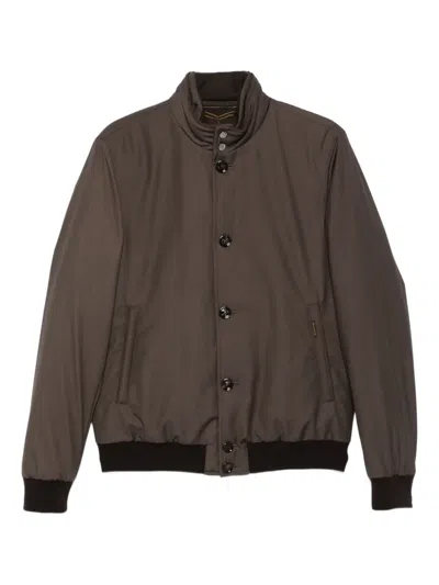 Moorer Janos-pum Button-fastening Ribbed-cuff Bomber Jacket In Brown