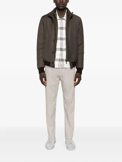 Moorer Janos-pum Button-fastening Ribbed-cuff Bomber Jacket In Brown