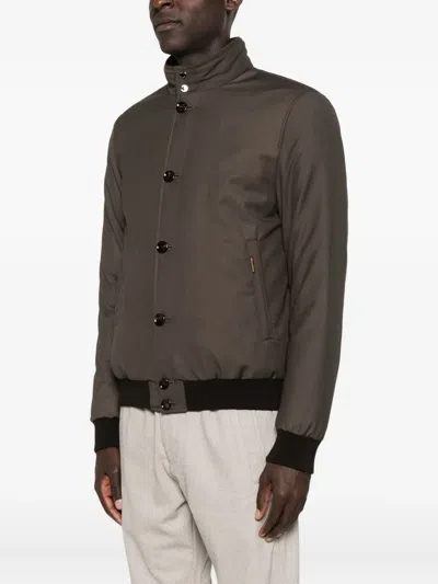 Moorer Janos-pum Button-fastening Ribbed-cuff Bomber Jacket In Brown