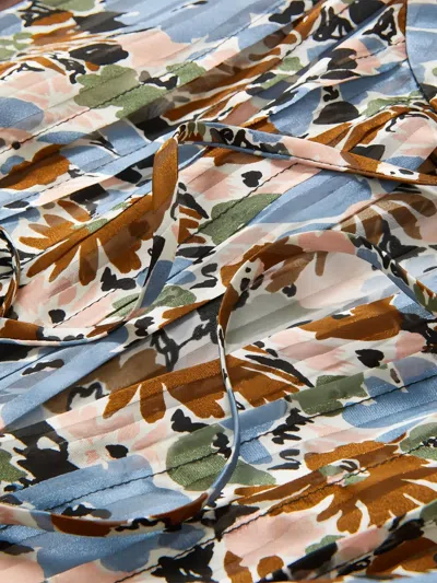 Veronica Beard Nyjah Floral Long Sleeve Silk Minidress In Lake Mist Multi In Multi