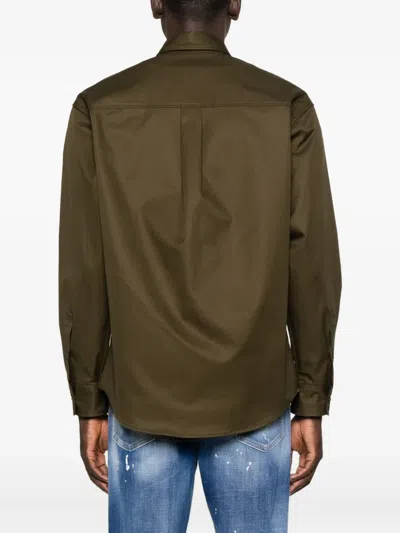 Dsquared2 Utility Double-pocket Cotton Shirt In Brown