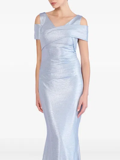 Talbot Runhof Metallic-effect Draped Gown In Gray