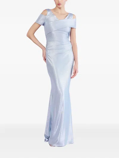 Talbot Runhof Metallic-effect Draped Gown In Gray