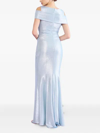 Talbot Runhof Metallic-effect Draped Gown In Gray