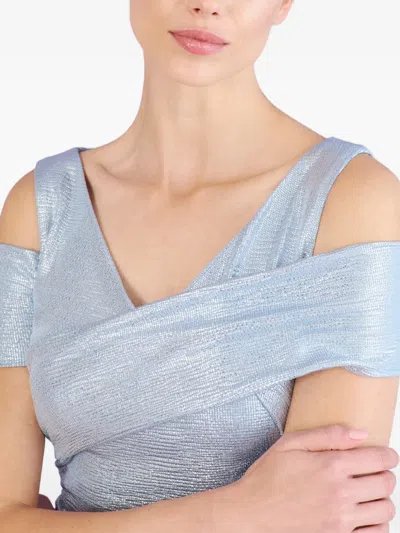 Talbot Runhof Metallic-effect Draped Gown In Gray