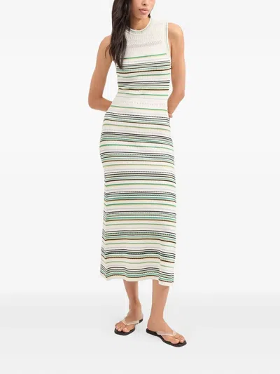 Veronica Beard Dawna Striped Ribbed-knit Midi Dress In Multi